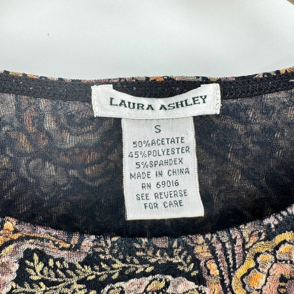 Laura Ashley Y2K Paisley Orange/Brown 3/4 Sleeve Blouse Women's Sz Small - Picture 9 of 10